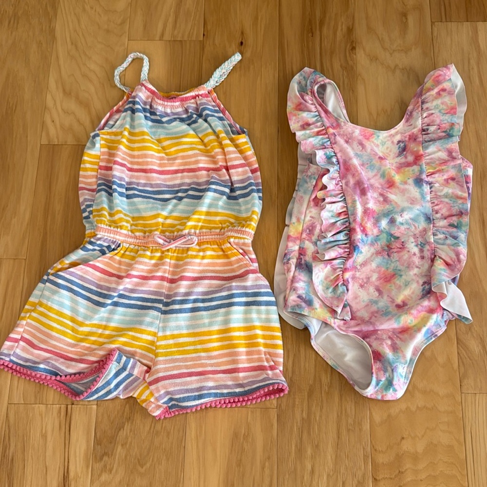 Stripe Romper and Ruffle swim suit from Von Maur